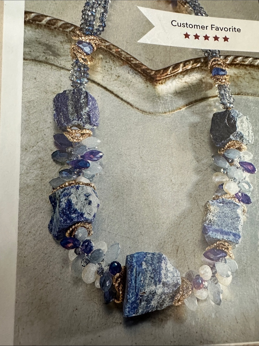 Stunning Gold and Blue Necklace by Sheri of Texas